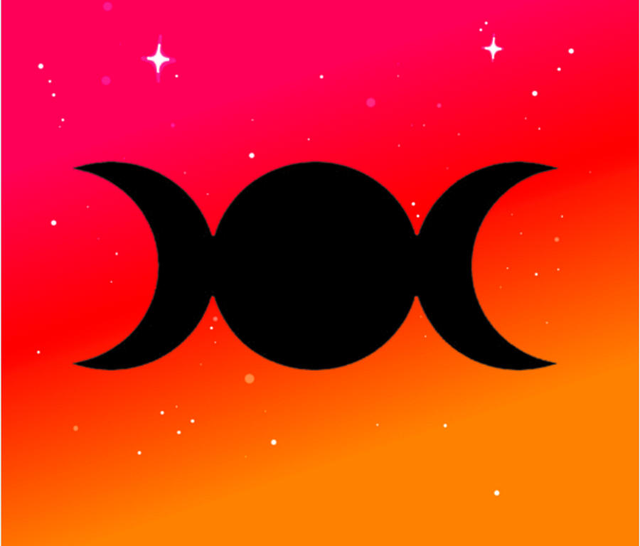 Sunset Triple Moon Goddess Symbol on Warm Ombre Digital Art by Vicki Noble