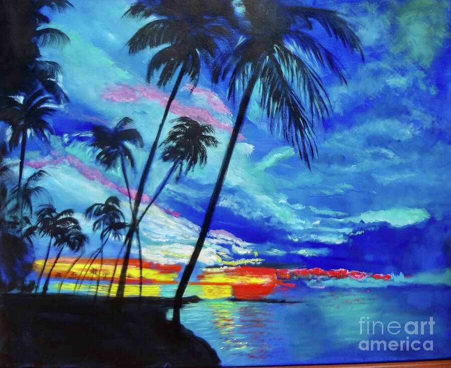 Sunset tropics hawaii Painting by sunset Tropics Hawaii