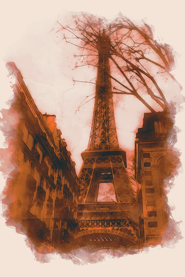 Sunset under the Tour Eiffel - 03 Painting by AM FineArtPrints
