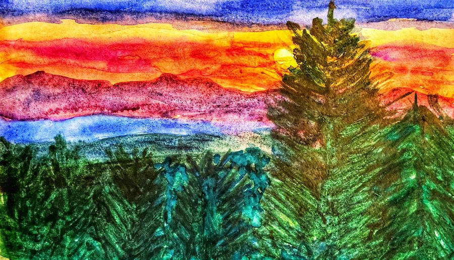 Sunset View From the Ridge Painting by Shady Lane Studios-Karen Howard