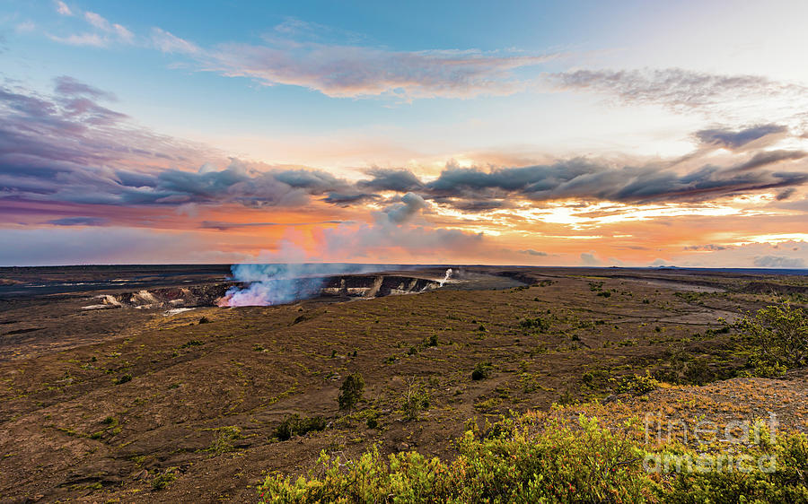 Sunset View of Halemaumau Crater Photograph by Phillip Espinasse - Fine ...