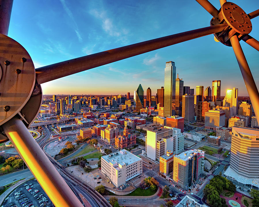 Sunset View Of The Dallas Skyline Through Reunion Tower Photograph