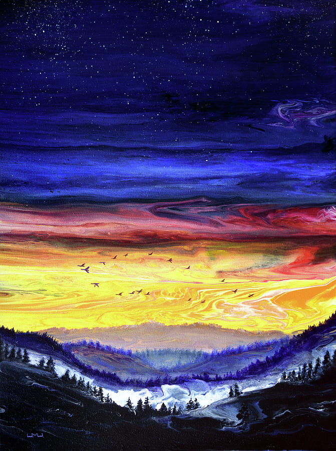 Sunset Vista Over the Hills to the West Painting by Laura Iverson