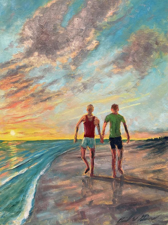 Sunset walk Painting by Daniel W Green