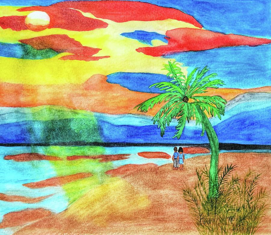 Sunset Walk Painting by Shady Lane Studios-Karen Howard