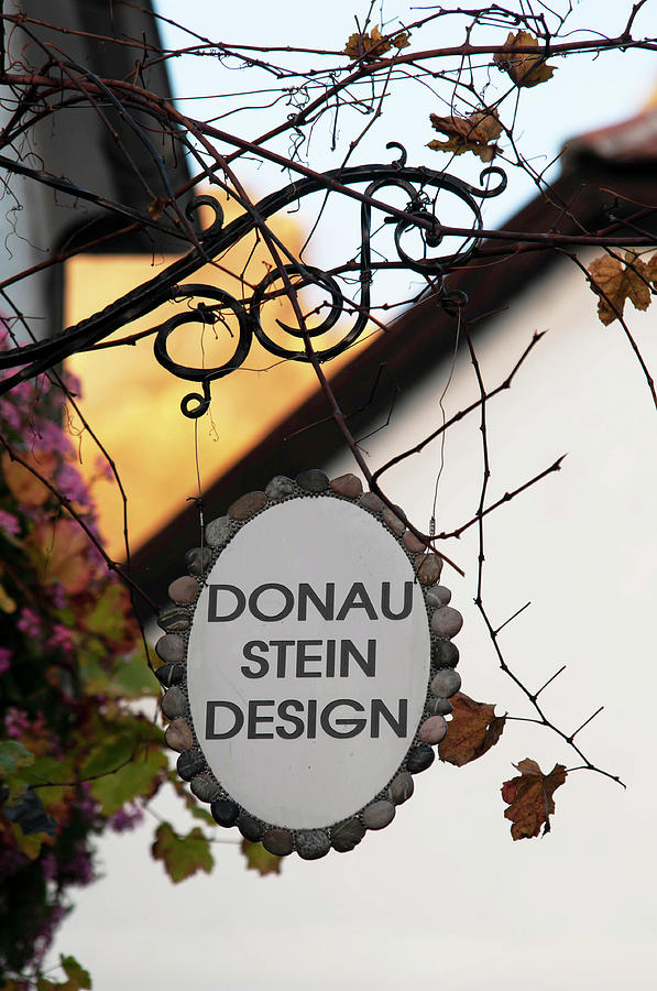 Sunset Walks In Durnstein. Forged Sign Photograph by Jenny Rainbow
