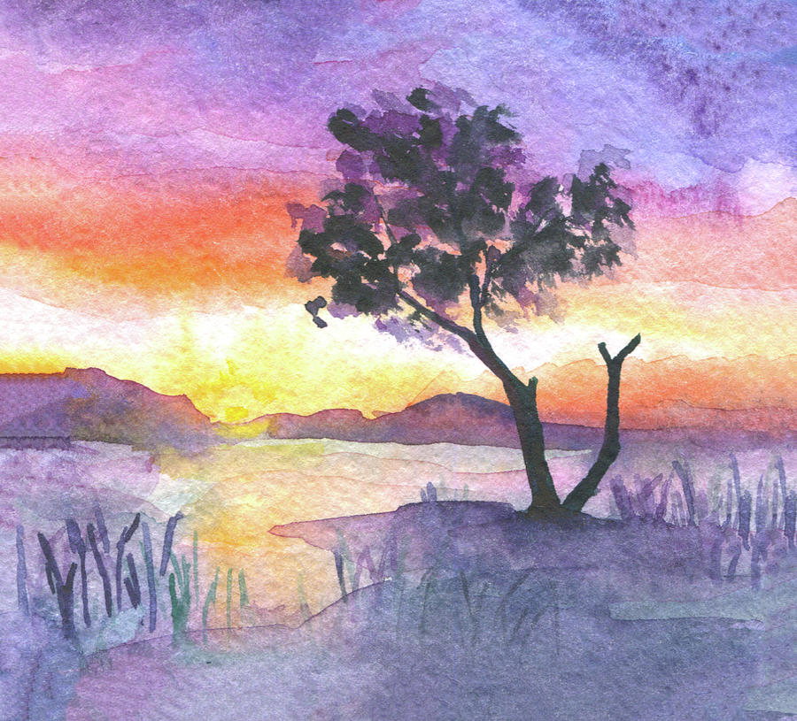 Simple sunset watercolor painting for beginners  Nature art painting,  Canvas art painting, Art painting