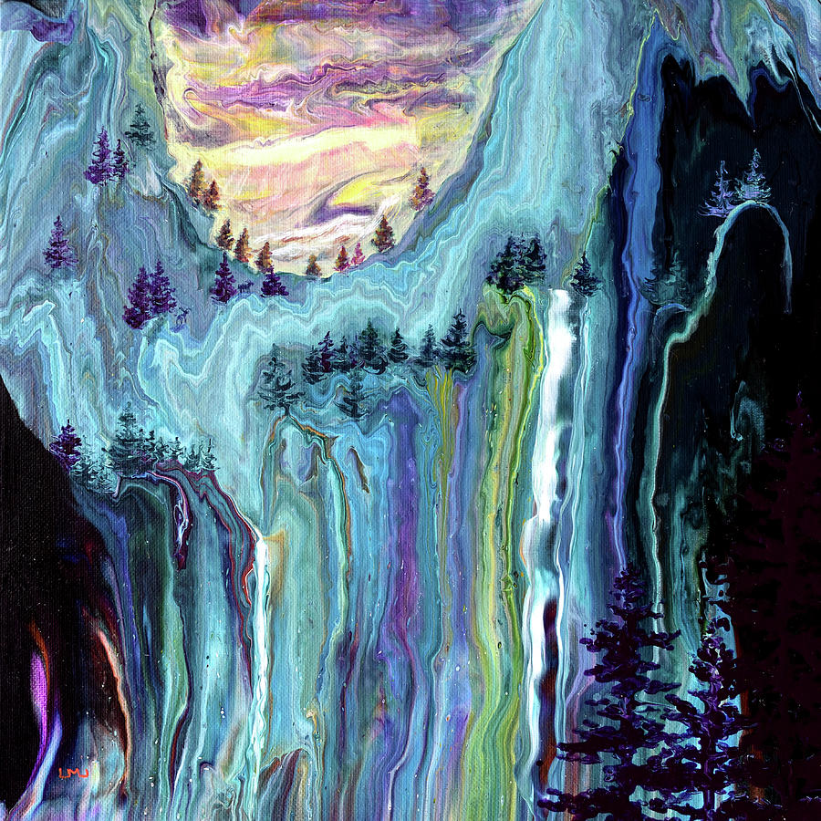 Sunset Waterfalls Fantasy Painting by Laura Iverson