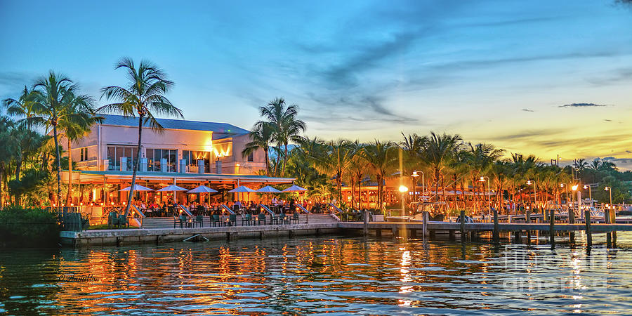 Sunset Waterfront Dining in Jupiter Florida Photograph by Olga Hamilton