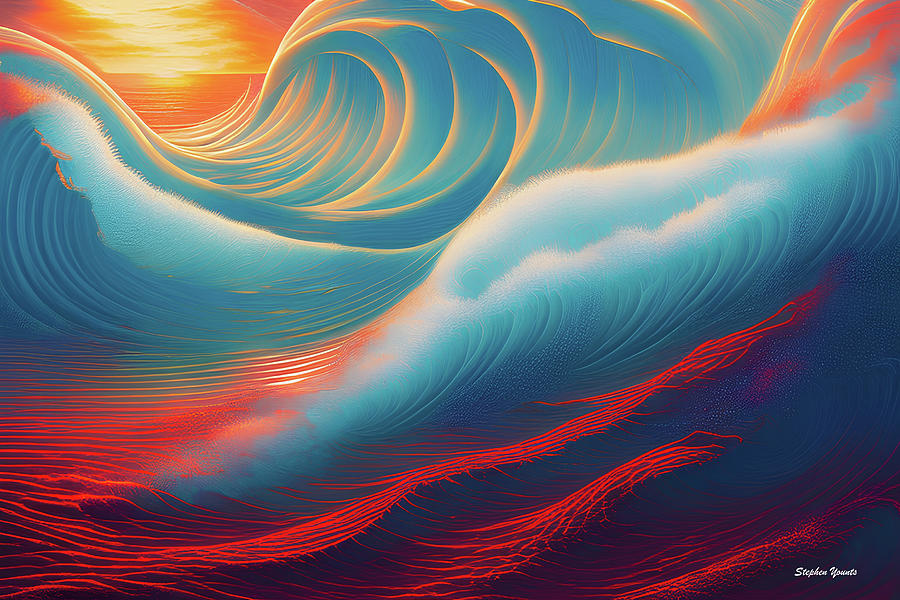 Sunset Waves Digital Art by Stephen Younts