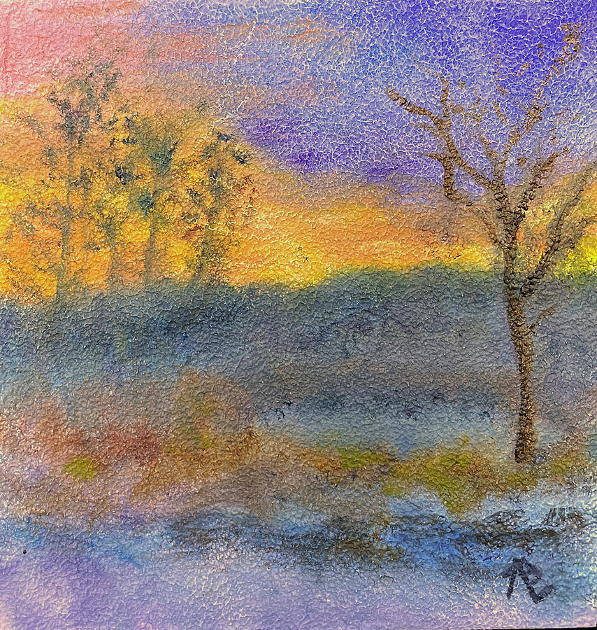 Sunset Painting - Sunset Winter Trees by Annette Laurel Batchelor