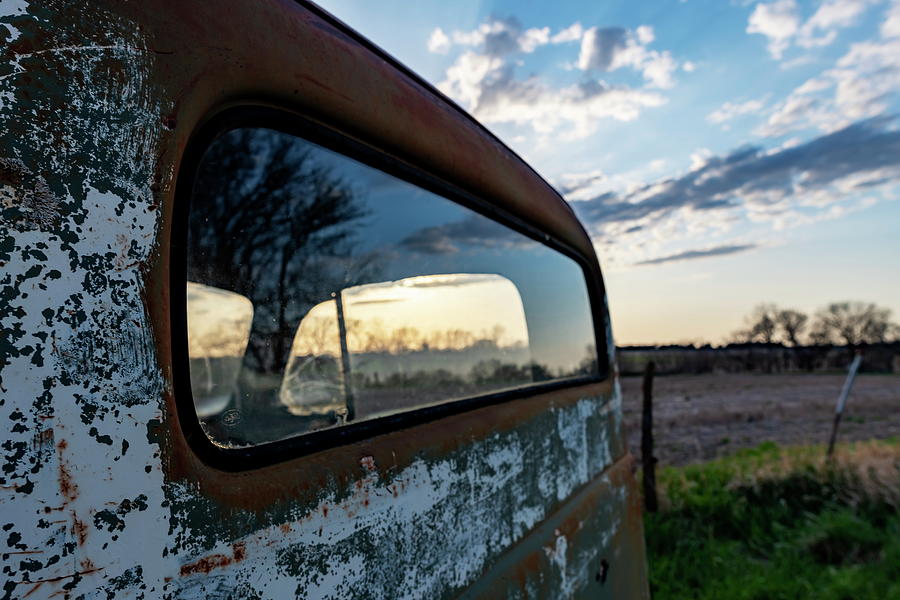 Sunset with an old truck Photograph by Art Whitton