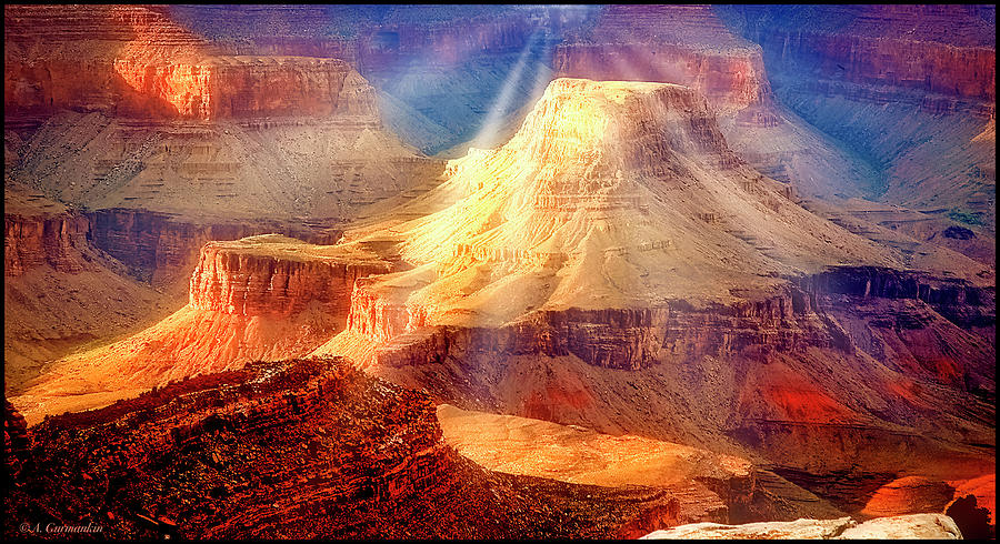Sunset with Crepuscular Light Rays, Grand Canyon Photograph by A Macarthur Gurmankin