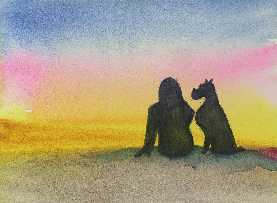 Sunset with my Best Friend Painting by Christine Marie Rose