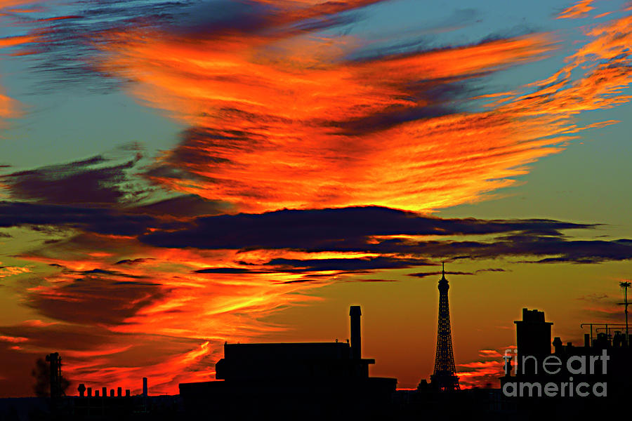 Sunset With The Eiffel Tower. Photograph