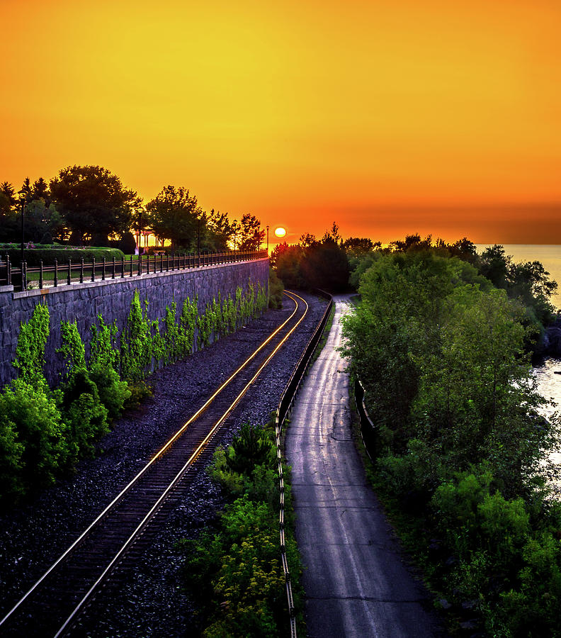 Sunsets And Train Tracks Mixed Media