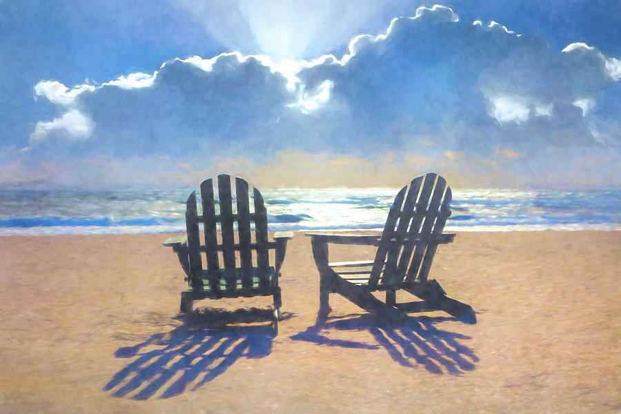 Sunshine and Shadows in the Sand Watercolors Painting Photograph by Debra and Dave Vanderlaan