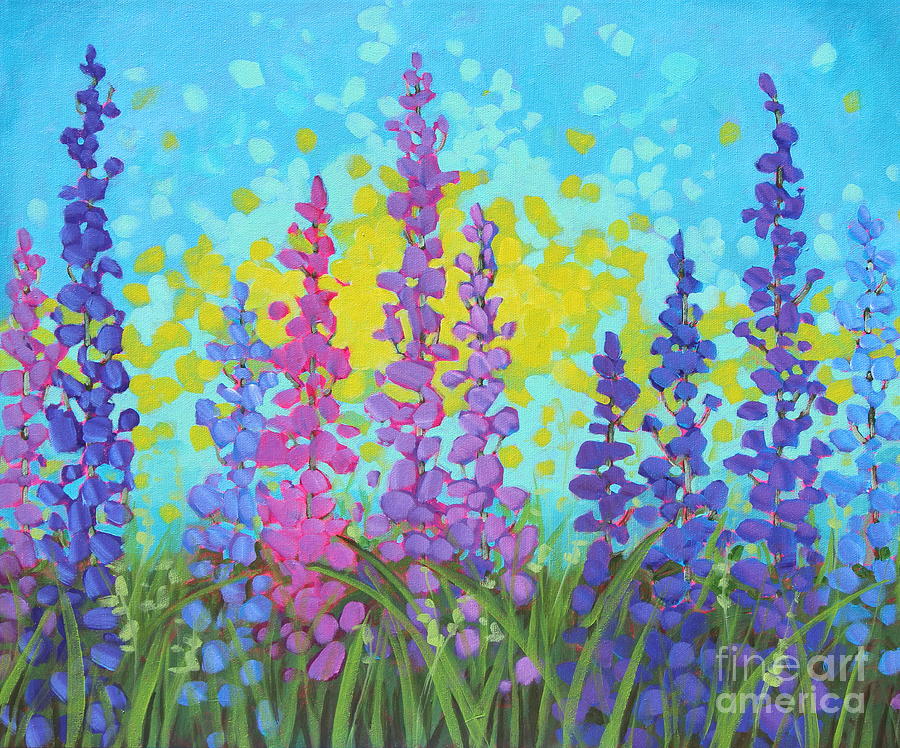 Sunkissed Lupins Painting by Sage Mountain Studio - Fine Art America