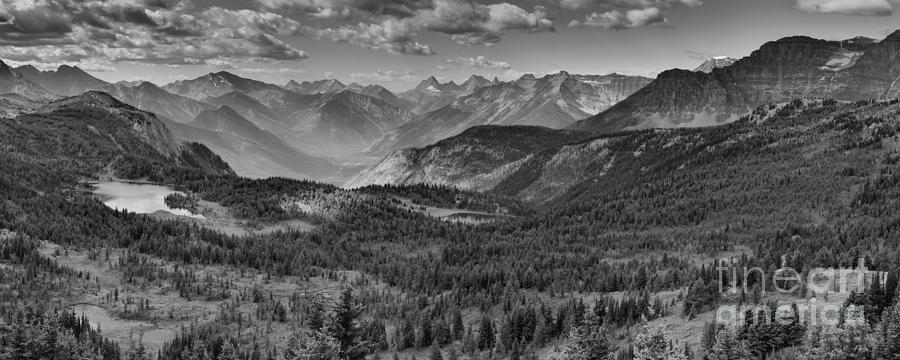 Sunshine Meadows Overlook Panorama Black And White Photograph by Adam Jewell
