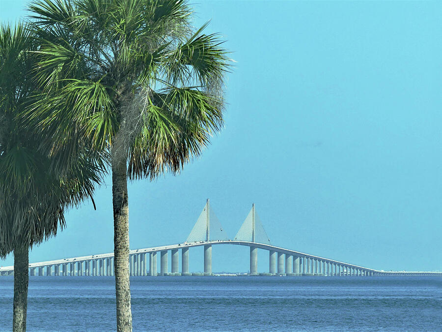 Sunshine Skyway Bridge from Fishing Pier Photograph by Sharon Williams ...