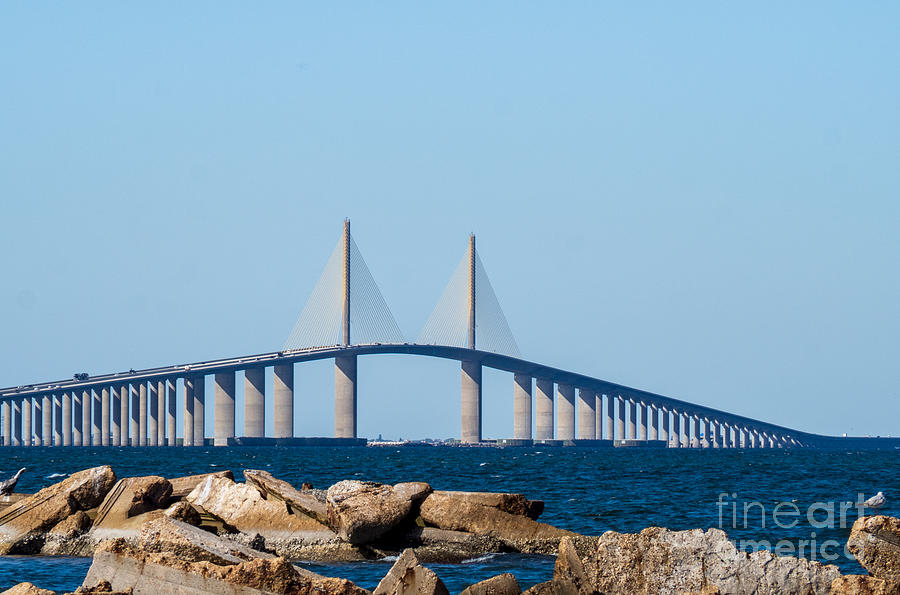 Sunshine Skyway on Tampa Bay Photograph by L Bosco