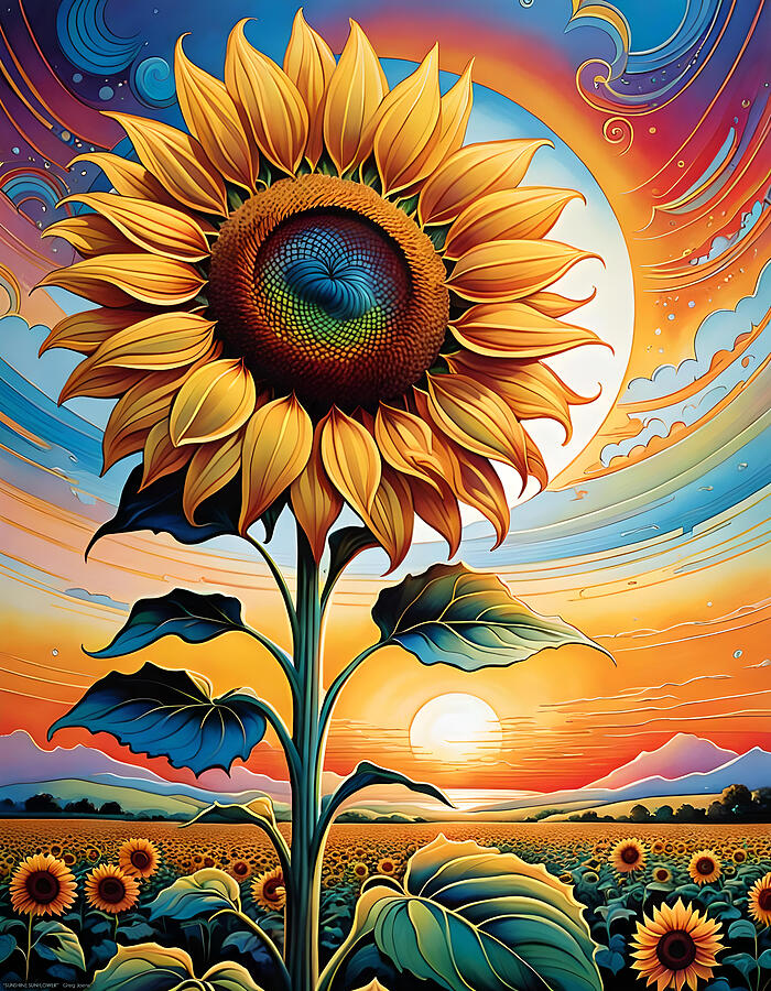 Sunflower Digital Art - Sunshine Sunflower by Greg Joens