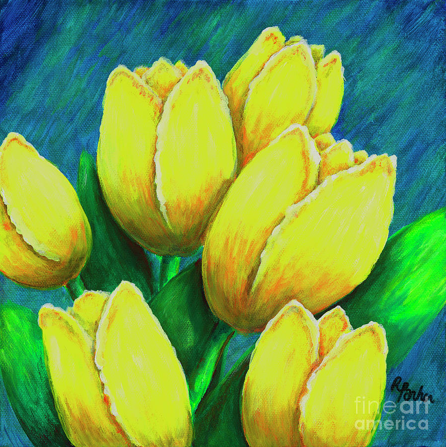 Sunshine Tulips Painting by Rebecca Parker