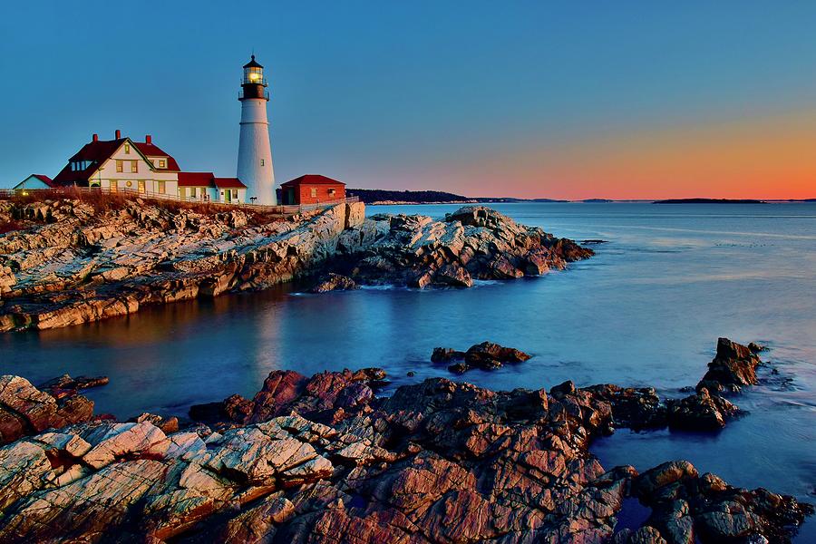 Sunup at Portland Head Lighthouse Photograph by Frozen in Time Fine Art Photography