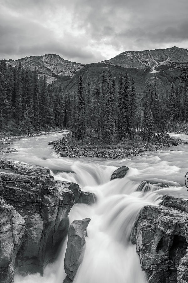 Banff National Park Photograph - Sunwapta Falls Black And White by Dan Sproul
