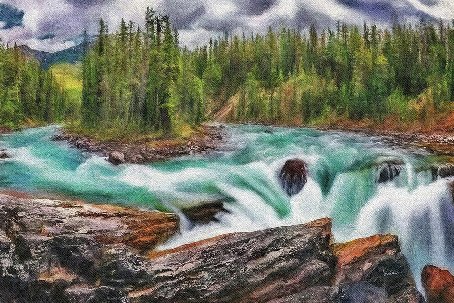 Sunwapta Falls - The Icefields Parkway Digital Art by Russ Harris