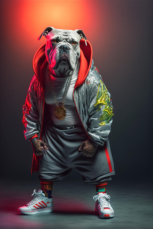 Sup Dawgg Bulldog Standing in the Light Mixed Media by Jay Schankman