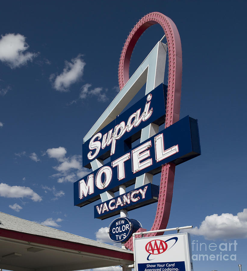 Supai Motel sign along Route 66 in Seligman, Arizona Photograph by Carol Highsmith
