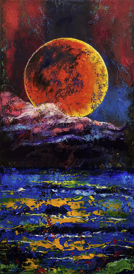 Super Blood Wolf Moon Painting by Michael Creese