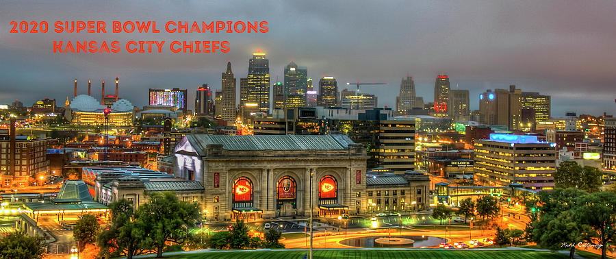 Super Bowl Champions Kansas City Chiefs 2 Union Station Architectural Cityscape Art Photograph by Reid Callaway