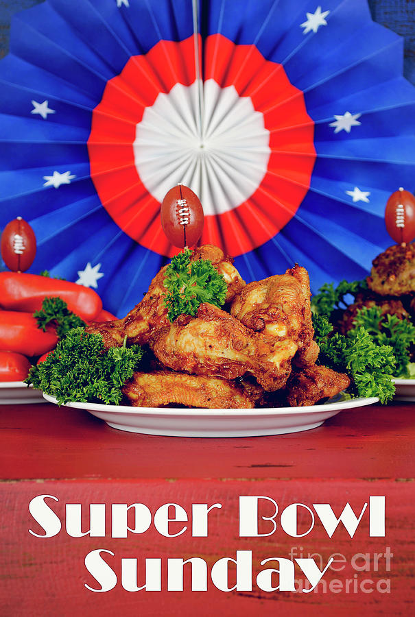 Super Bowl Sunday football party celebration food plates with ch Photograph by Milleflore Images