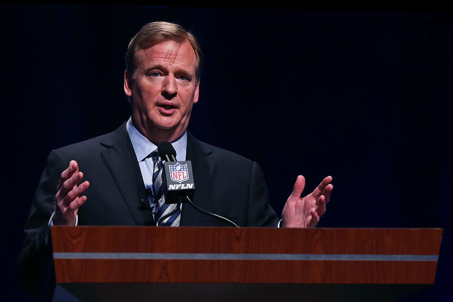 Super Bowl XLVIII NFL Commissioner Roger Goodell News Conference Photograph by Jeff Gross