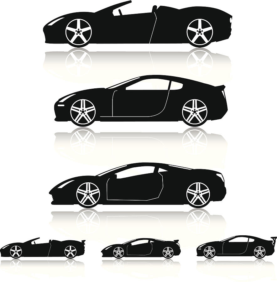 Super Cars Silhouettes Drawing by youngID