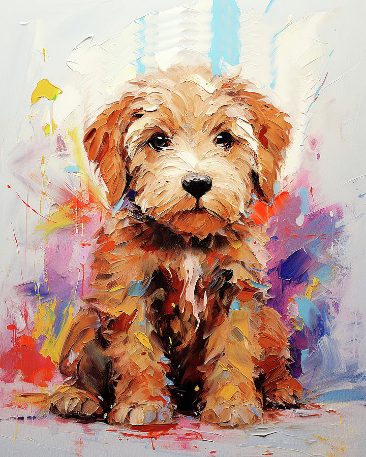 Super Cute Goldendoodle Dog Puppy 004 - Xeno Lucilfer Painting by Xeno ...