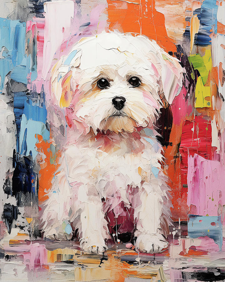Super Cute Maltese Dog Puppy 004 - Xeno Lucilfer Painting by Xeno ...