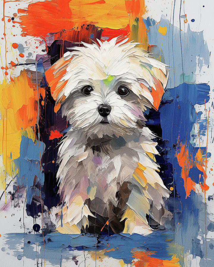 Super Cute Maltese Dog Puppy 005 - Xeno Lucilfer Painting by Xeno ...