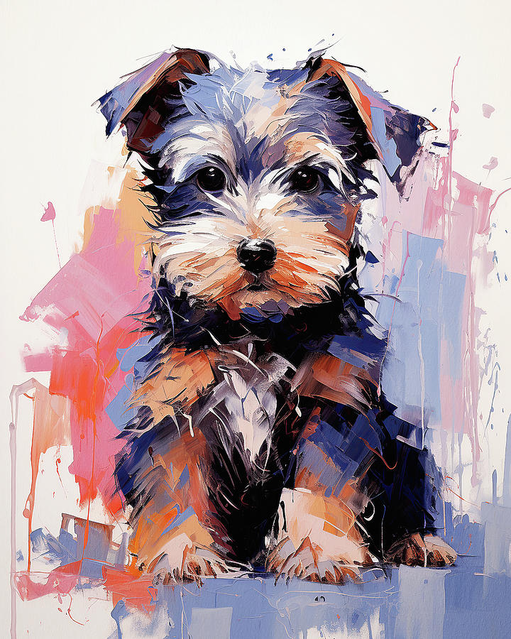 Super Cute Schnauzer Dog Puppy 005 - Xeno Lucilfer Painting by Xeno ...