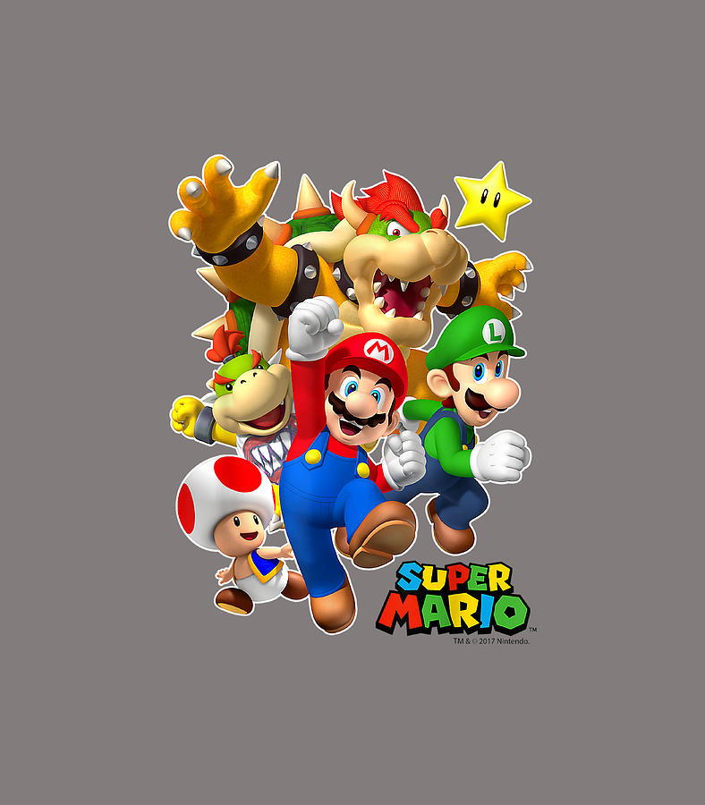 Super Mario Group Shot With Bowser 3D Poster Digital Art by Alricv ...