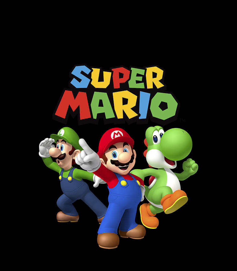 Super Mario Luigi Mario And Yoshi Group Shot Graphic Digital Art by ...
