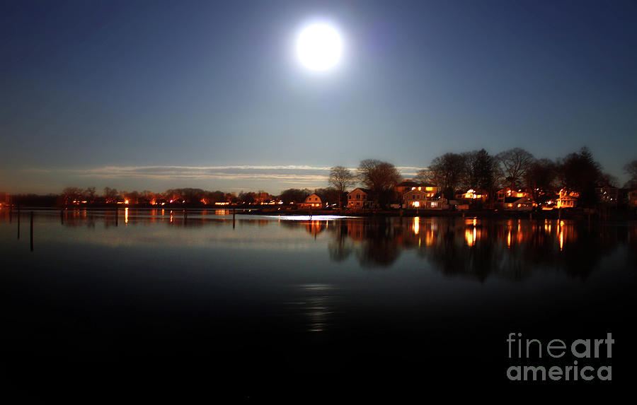 Nature Photograph - super moon night   Connecticut  by Mark Ashkenazi