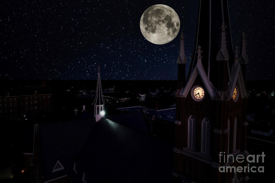 Super Moon Night Sky Cityscape Quincy Illinois Photograph by Robert Turek Fine Art Photography