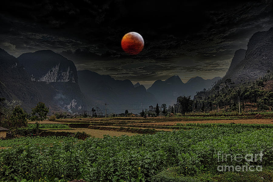 Super Moon over Ha Giang Color Vietnam Photograph by Chuck Kuhn