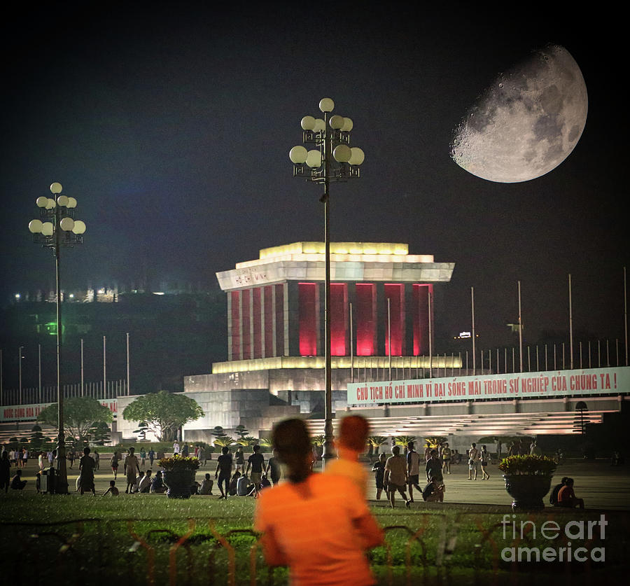Super Moon Over Ho Ch Minh Mausoleum Hanoi Color  Photograph by Chuck Kuhn