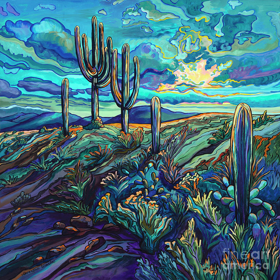Tucson Painting - Super Moon Rising by Alexandria Winslow