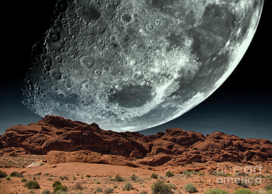 Super Moon Valley of Fire Awesome  Photograph by Chuck Kuhn
