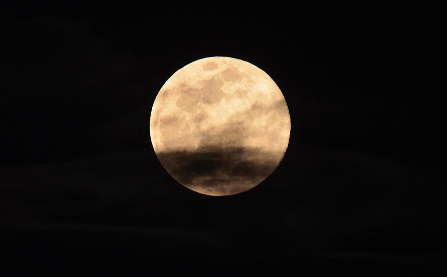 Super Pink Moon with Clouds Photograph by Richard Bryce and Family
